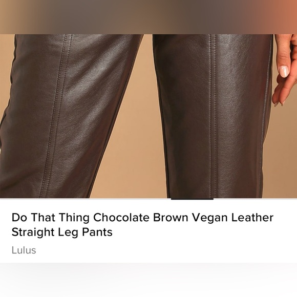 Lulu faux leather chocolate pants - Picture 2 of 8